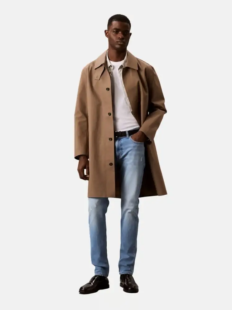 pantalone in denim chiaro uomo slim fit patch logo sul retro