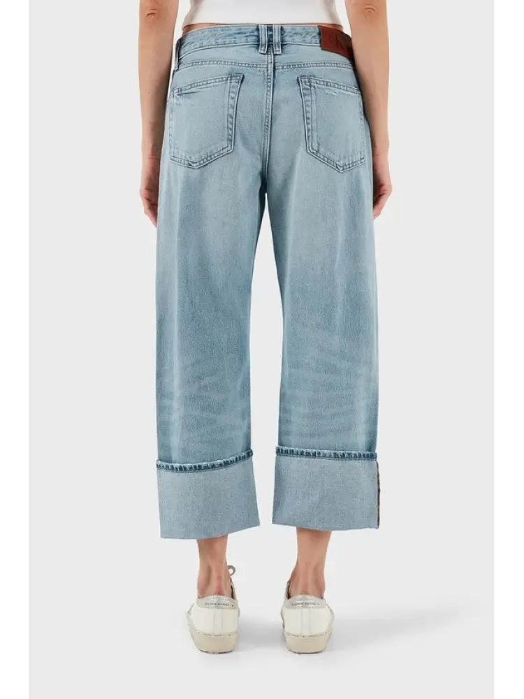 pantalone in denim donna patch logo sul retro miniatura 2