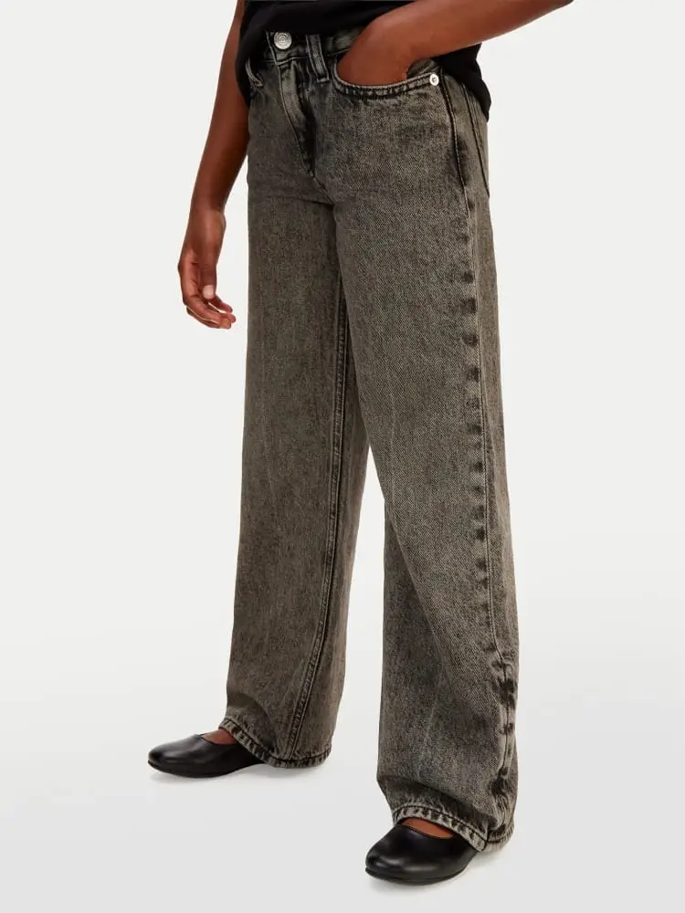 pantalone in denim grigio bambina