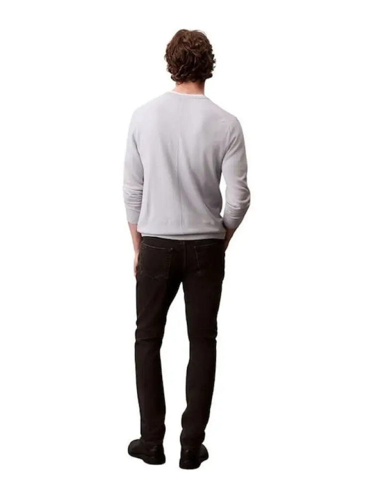 pantalone in denim nero uomo slim patch logo sul retro miniatura 3