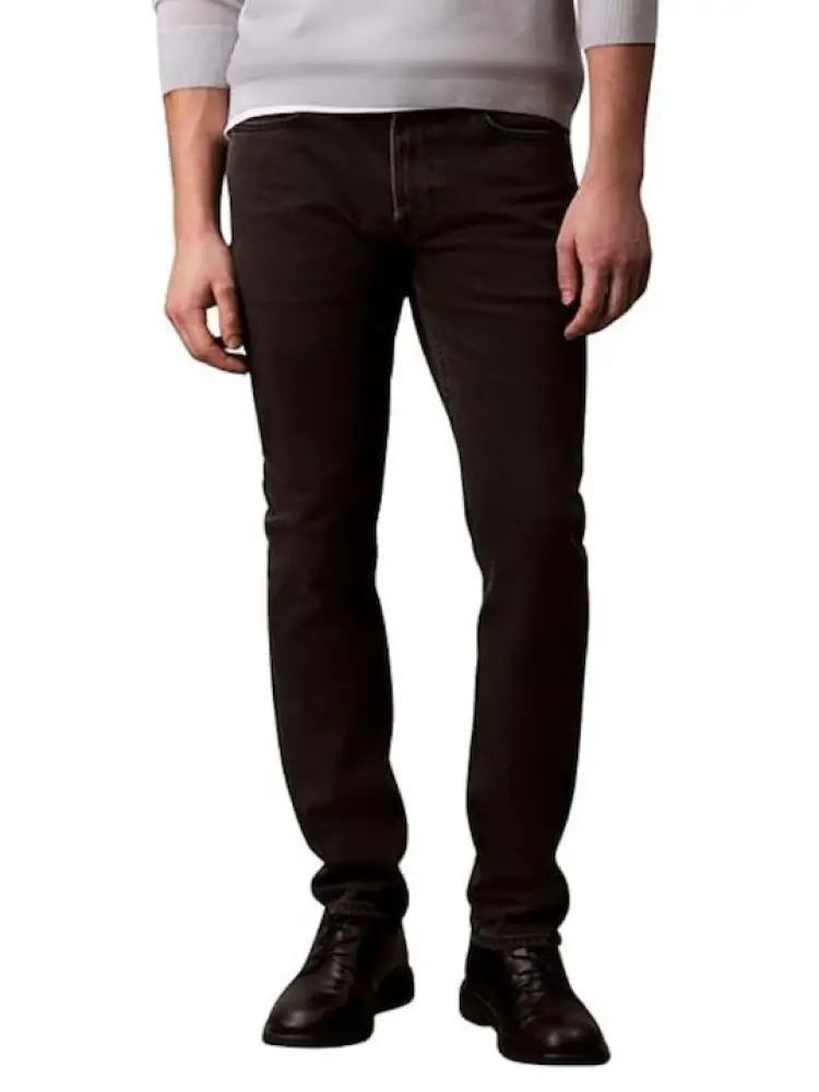pantalone in denim nero uomo slim patch logo sul retro