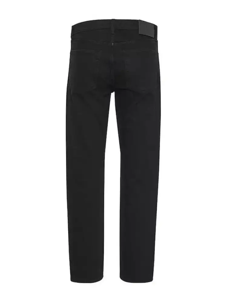 pantalone in denim nero uomo slim patch logo sul retro miniatura 2