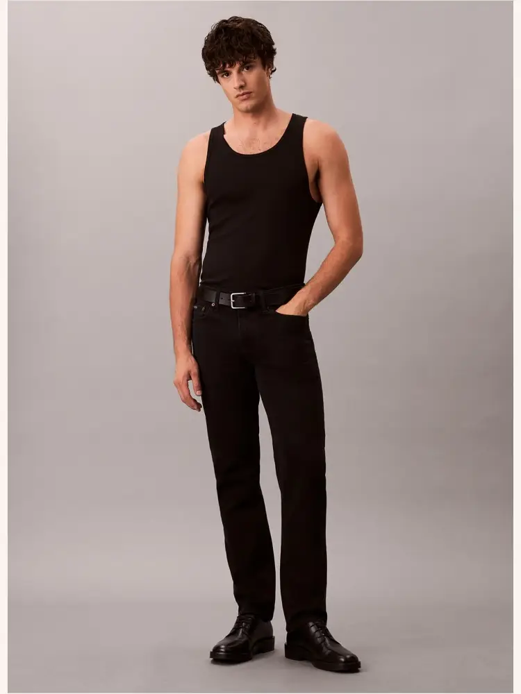 pantalone in denim nero uomo slim patch logo sul retro