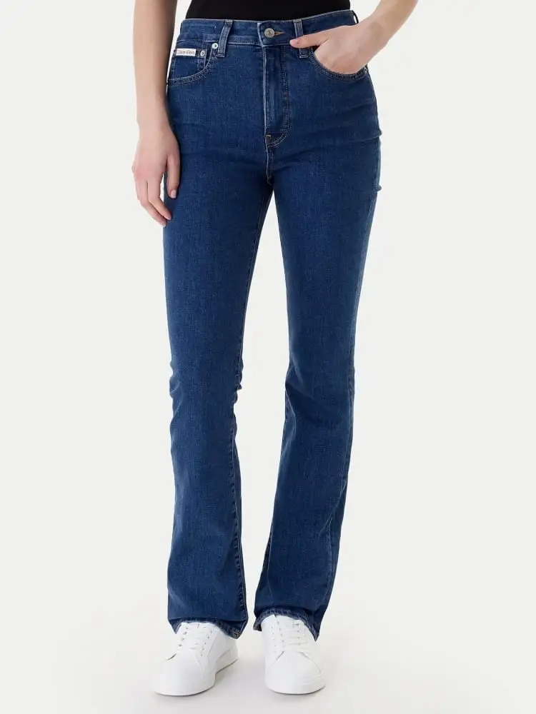 pantalone in denim scuro donna mini logo