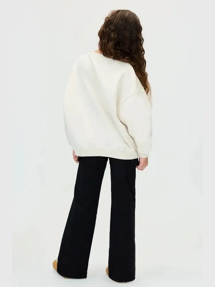 pantalone nero bambina in cotone con tasconi logo sul lato miniatura 3