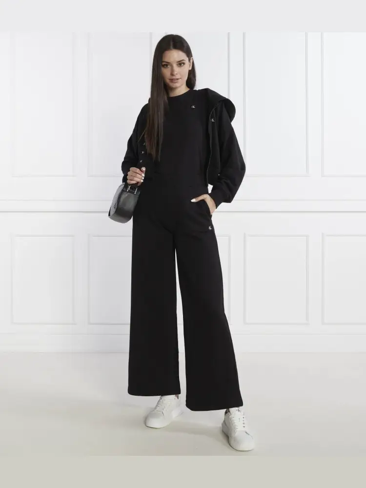 pantalone nero bambina in cotone patch logo sul lato miniatura 2