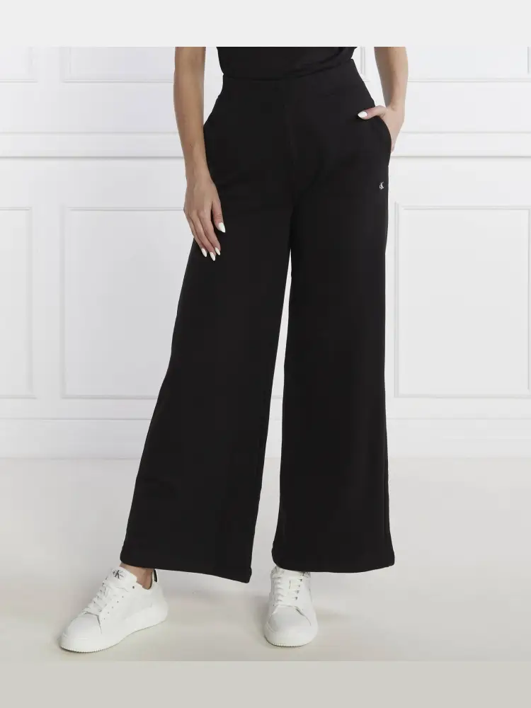 pantalone nero bambina in cotone patch logo sul lato miniatura 3