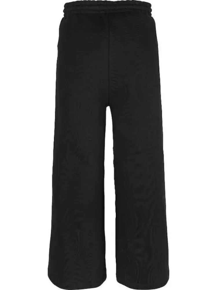 pantalone nero bambina tuta in cotone largo logo sul lato miniatura 2