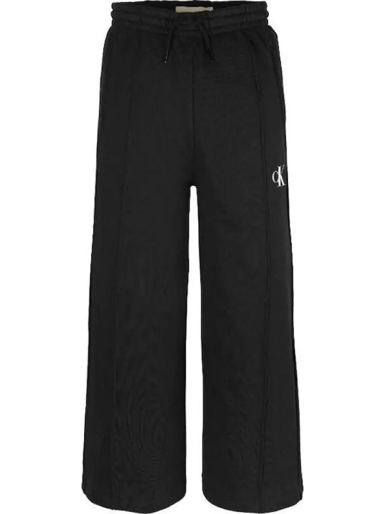 pantalone nero bambina tuta in cotone largo logo sul lato