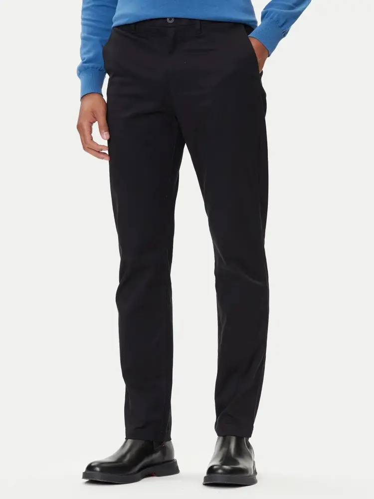 pantalone nero uomo chino in cotone micro logo sul retro