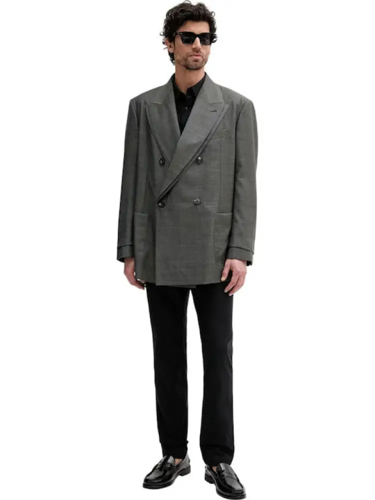 pantalone nero uomo in cotone slim fit miniatura 3