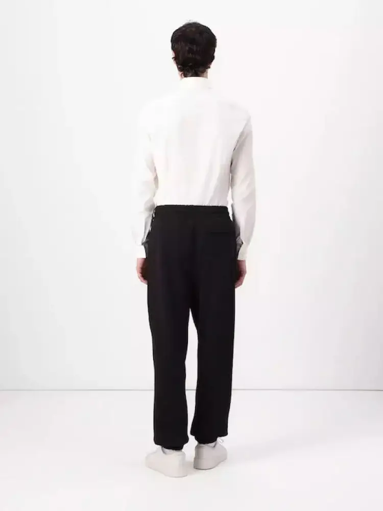 pantalone nero uomo tuta in cotone patch logo sul lato miniatura 2