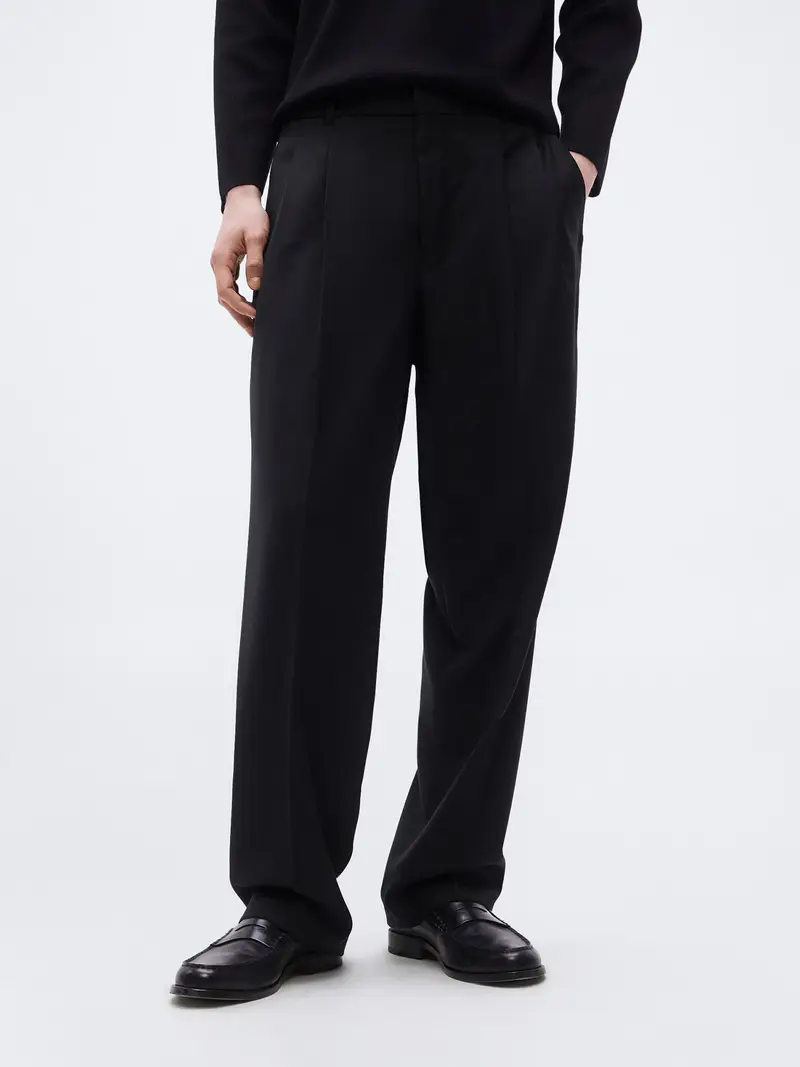 Pantaloni con piega frontale nero miniatura 2