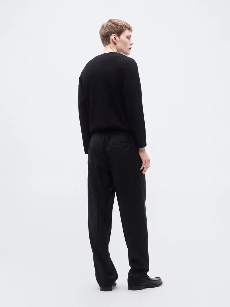 Pantaloni con piega frontale nero miniatura 3