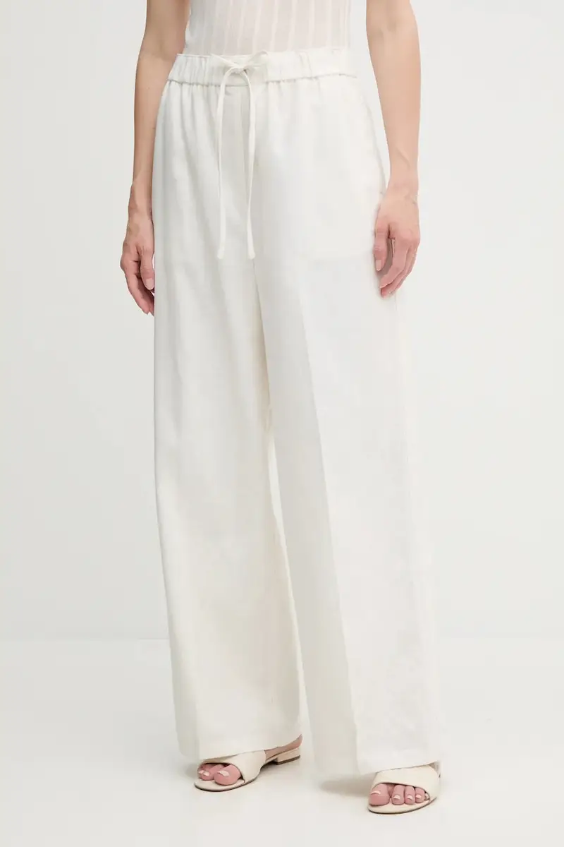 pantaloni in lino donna colore beige LV044B676G