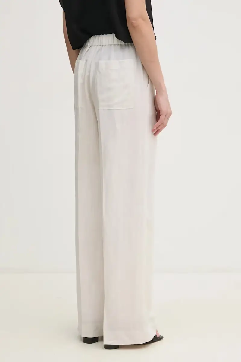 pantaloni in lino misto donna colore beige K20K208381 miniatura 3