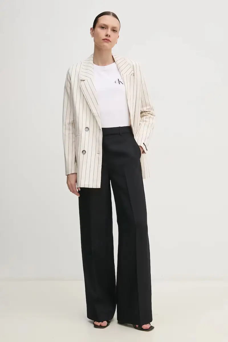 pantaloni in lino misto donna colore nero K20K208381 miniatura 2