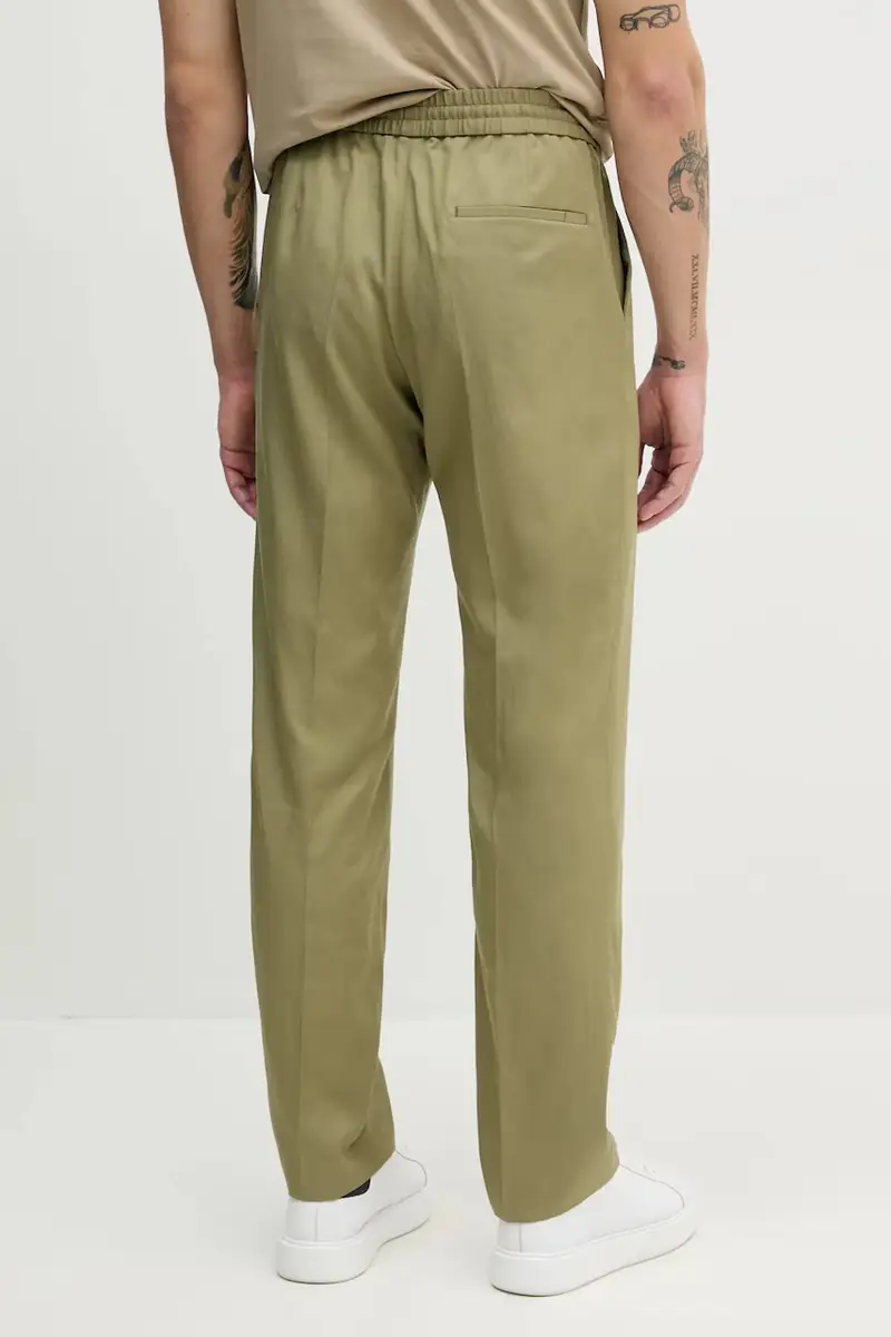 pantaloni in lino misto uomo colore verde K10K114403 miniatura 2