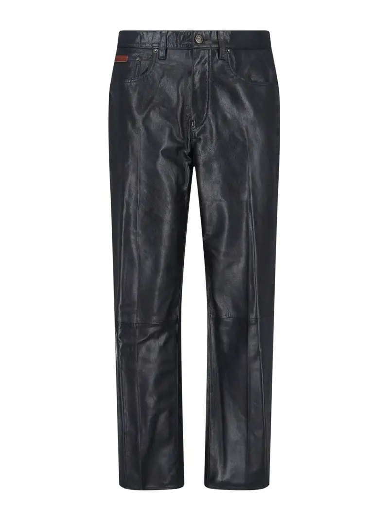 Pantaloni In Pelle Di Capra Nero