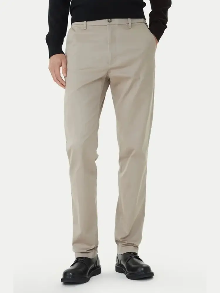 pantaloni slim fit in cotone beige