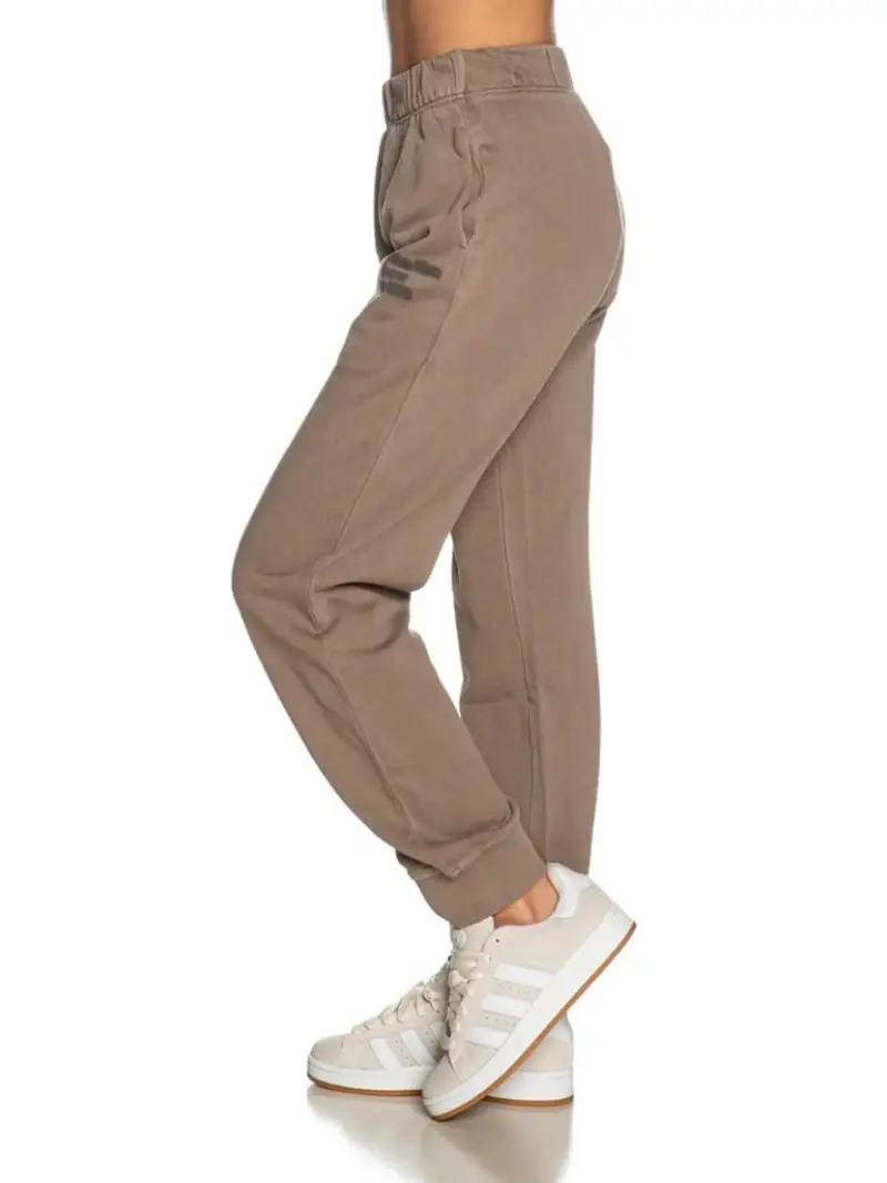 Calvin Klein pantaloni tortora donna tuta in misto cotone logo lettering sul lato miniatura 2