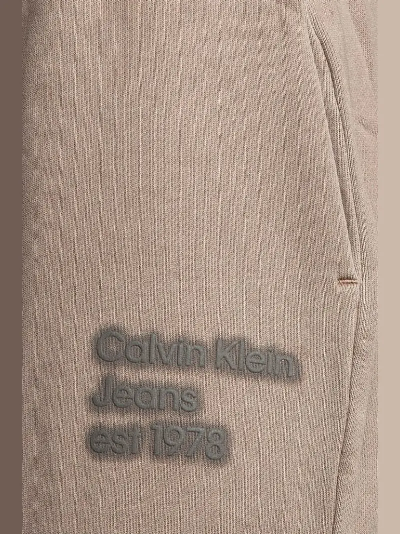 Calvin Klein pantaloni tortora donna tuta in misto cotone logo lettering sul lato miniatura 3