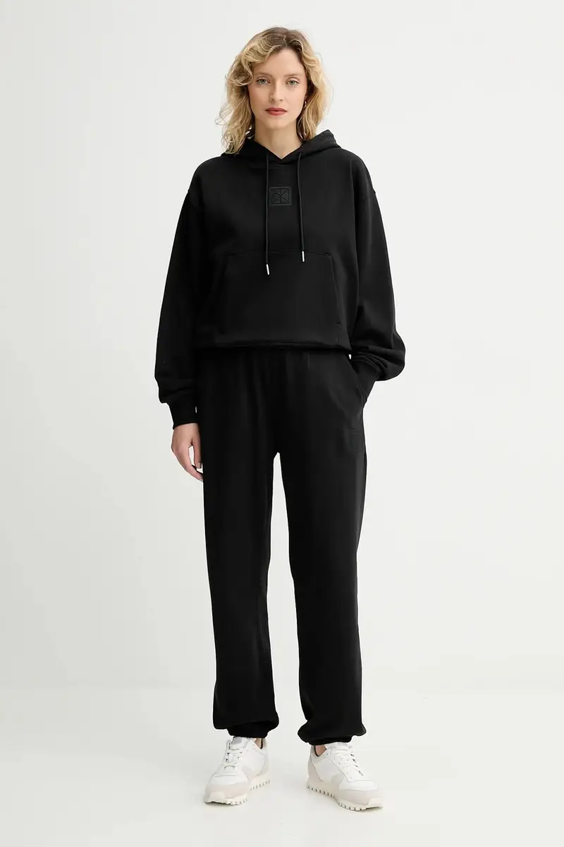 pantaloni tuta donna colore nero con applicazione LV044D205G miniatura 2