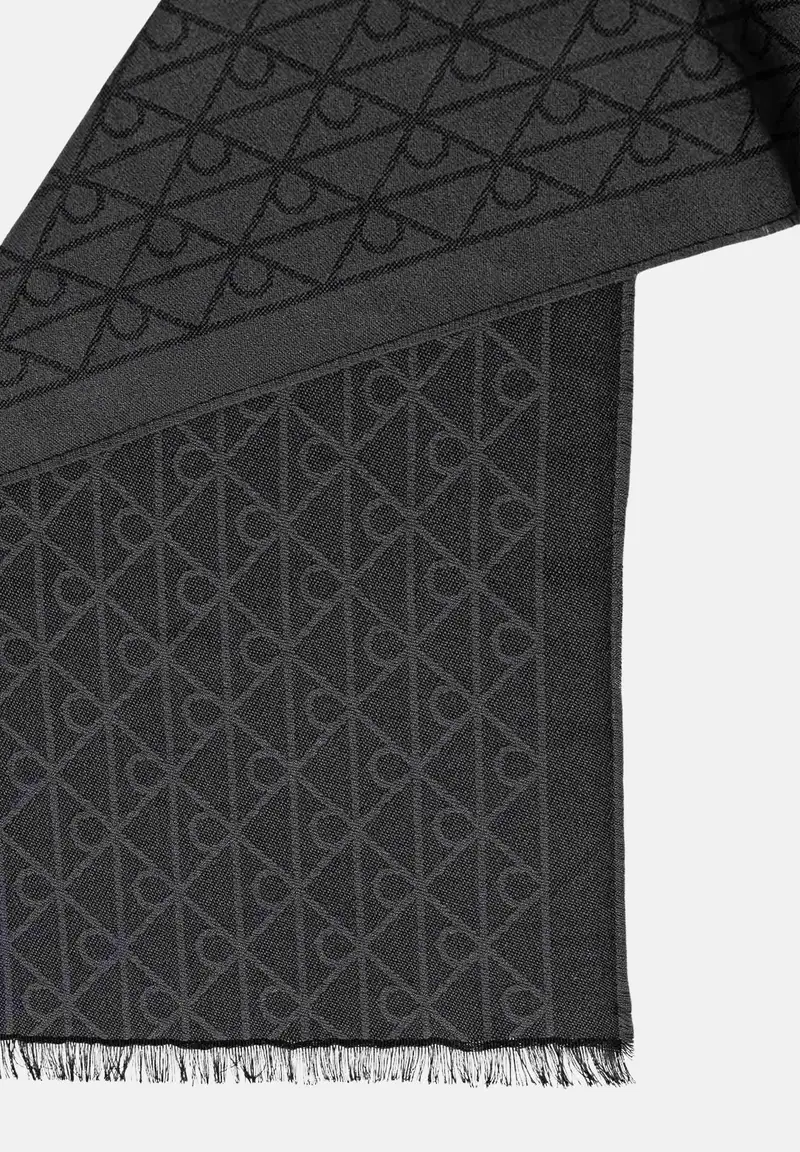 Pashmina grigia da donna con motivo monogram miniatura 2