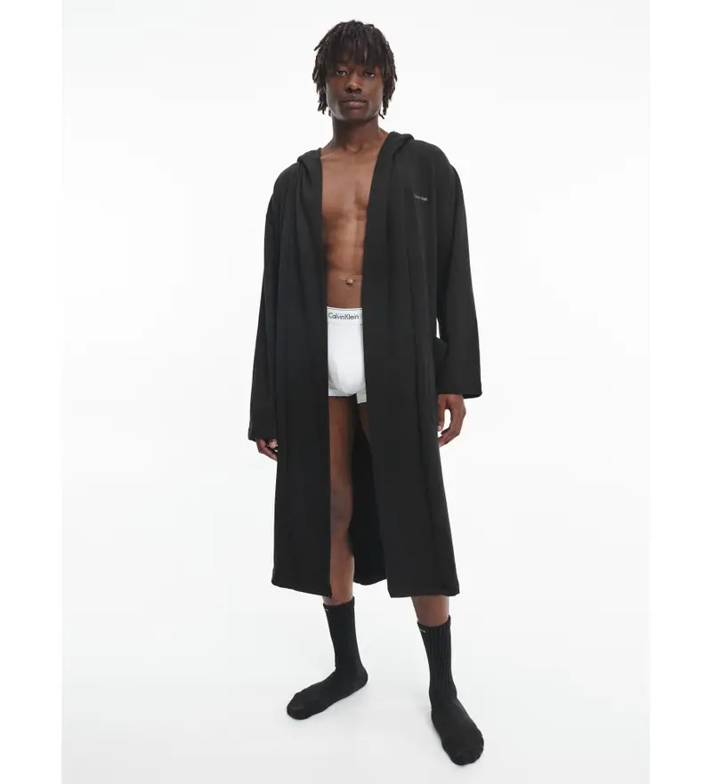 per uomo 000NM2377E Accappatoio nero per la casa (S/M), Homewear, Cotone, Manica lunga