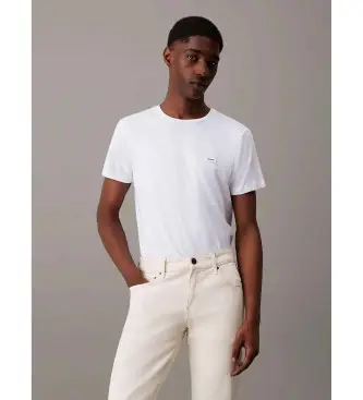 per uomo K10K112724 T-shirt bianca elasticizzata slim fit (XXL), Bianco, Casual, Cotone, Manica corta