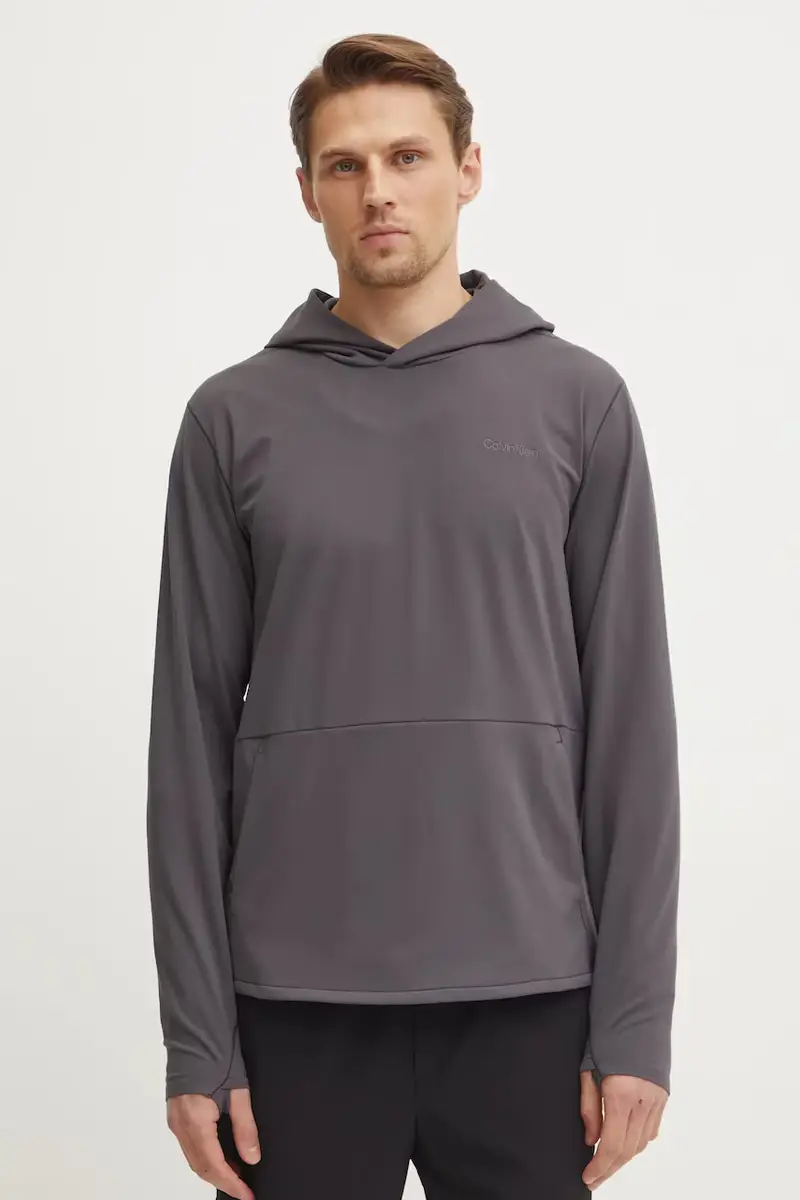 maglietta da trekking colore grigio con cappuccio LVGMS5W346