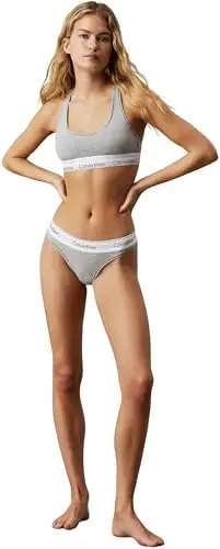 Calvin Klein Perizoma Donna Tanga, Grigio (Grey Heather), L miniatura 3