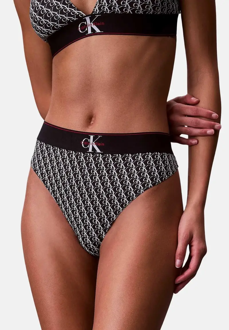 Perizoma nero da donna caratterizzato da una stampa all-over CK