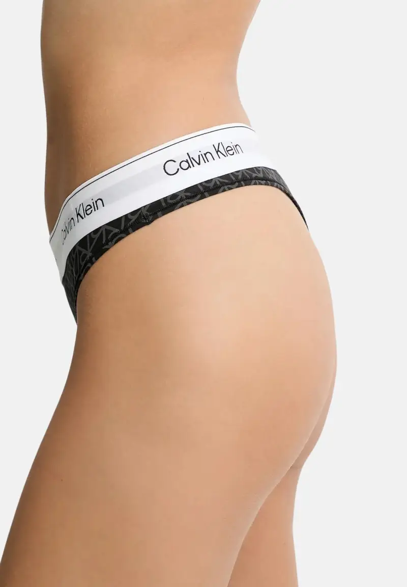 Calvin Klein Perizoma nero da donna con logo all over miniatura 3