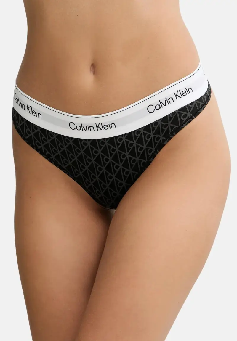 Calvin Klein Perizoma nero da donna con logo all over