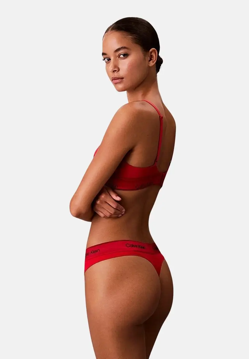 Perizoma rosso da donna con elastico logato miniatura 3