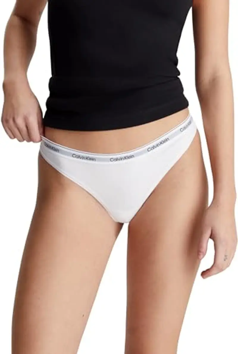 Calvin Klein Perizomi Donna Confezione da 3 Modern Logo Tanga, Bianco (White/White/White), XS miniatura 2