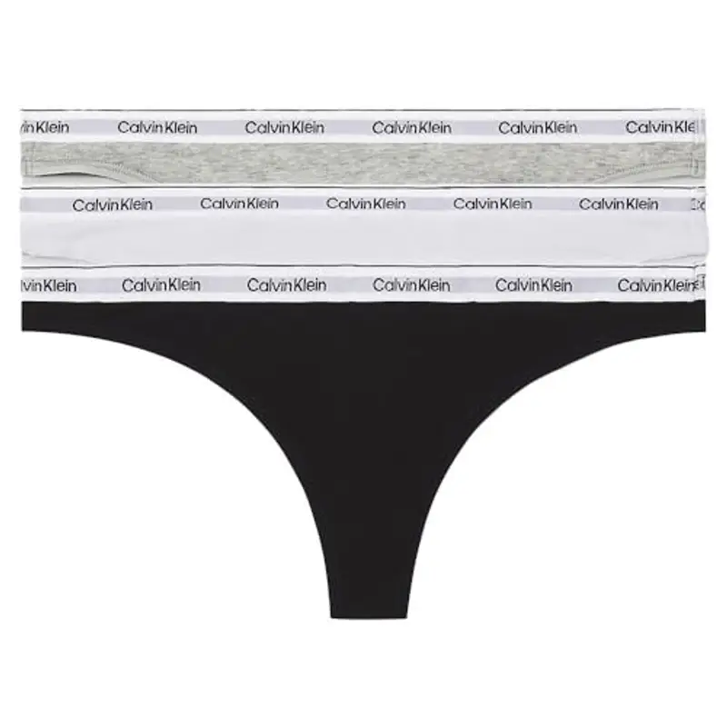 Calvin Klein Perizomi Donna Confezione da 3 Modern Logo Tanga, Multicolore (Black/White/Grey Heather), XL