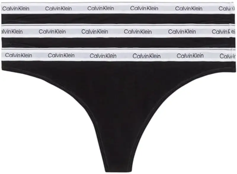 Calvin Klein Perizomi Donna Confezione da 3 Modern Logo Tanga, Nero (Black/Black/Black), XS