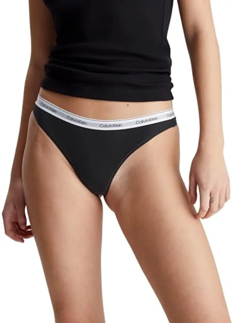 Calvin Klein Perizomi Donna Confezione da 3 Modern Logo Tanga, Nero (Black/Black/Black), XS miniatura 2