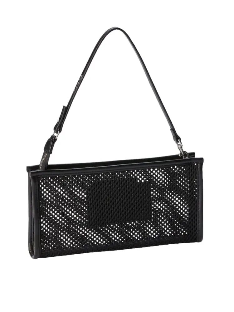 pochette donna in rete nera con manico miniatura 2