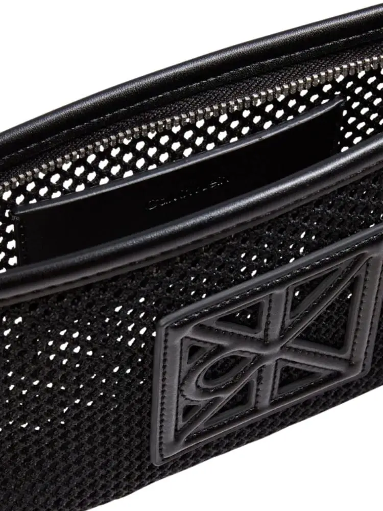 pochette donna in rete nera con manico miniatura 3