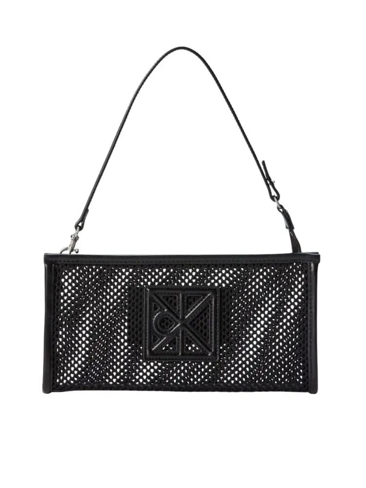 pochette donna in rete nera con manico