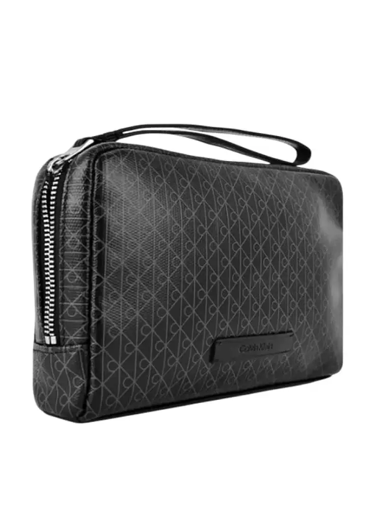 pochette nera uomo logo all over