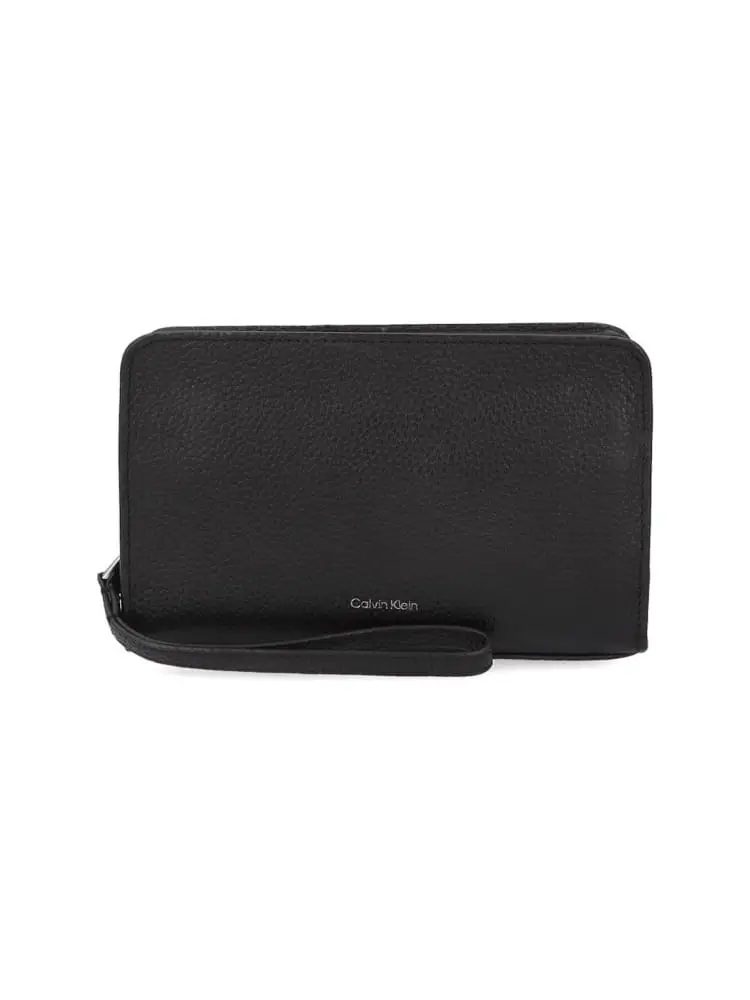 pochette nera uomo logo sul fondo