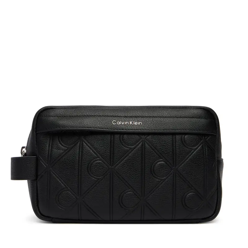 Pochette per cosmetici Calvin Klein Xl Emblem Aop Embo?Ss Dopp Kit LV04D1179G Nero