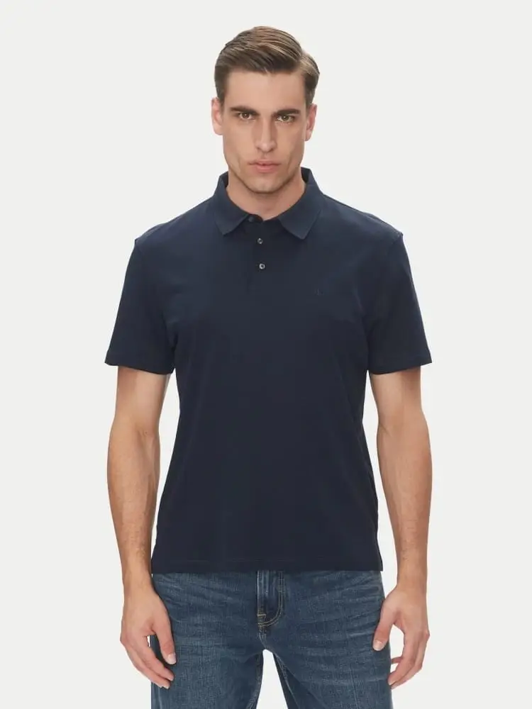 polo blu navy uomo logo sul petto