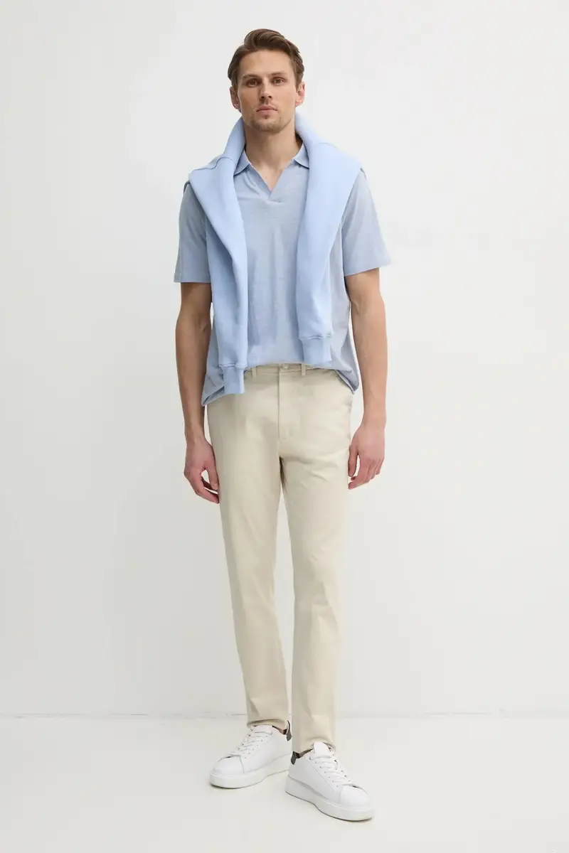 polo con aggiunta di lino colore blu K10K114136 miniatura 2