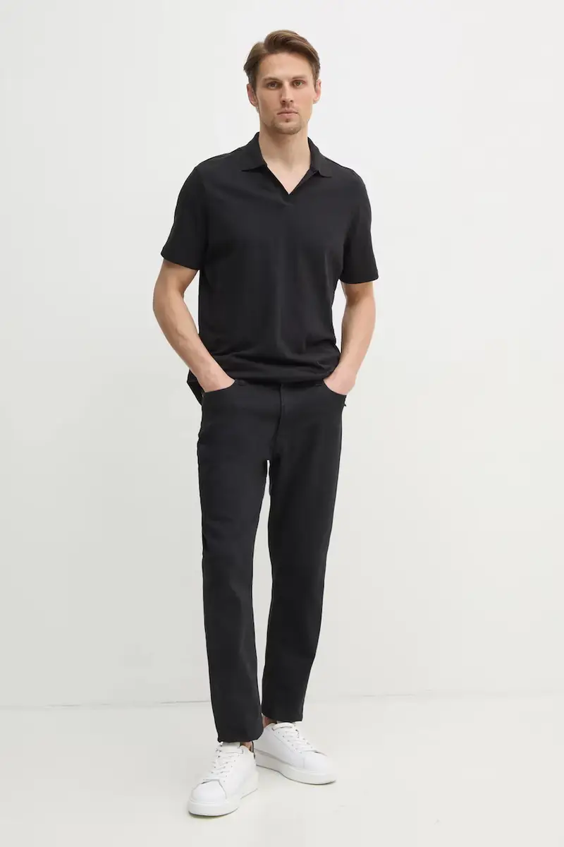 polo con aggiunta di lino colore nero K10K114136 miniatura 2