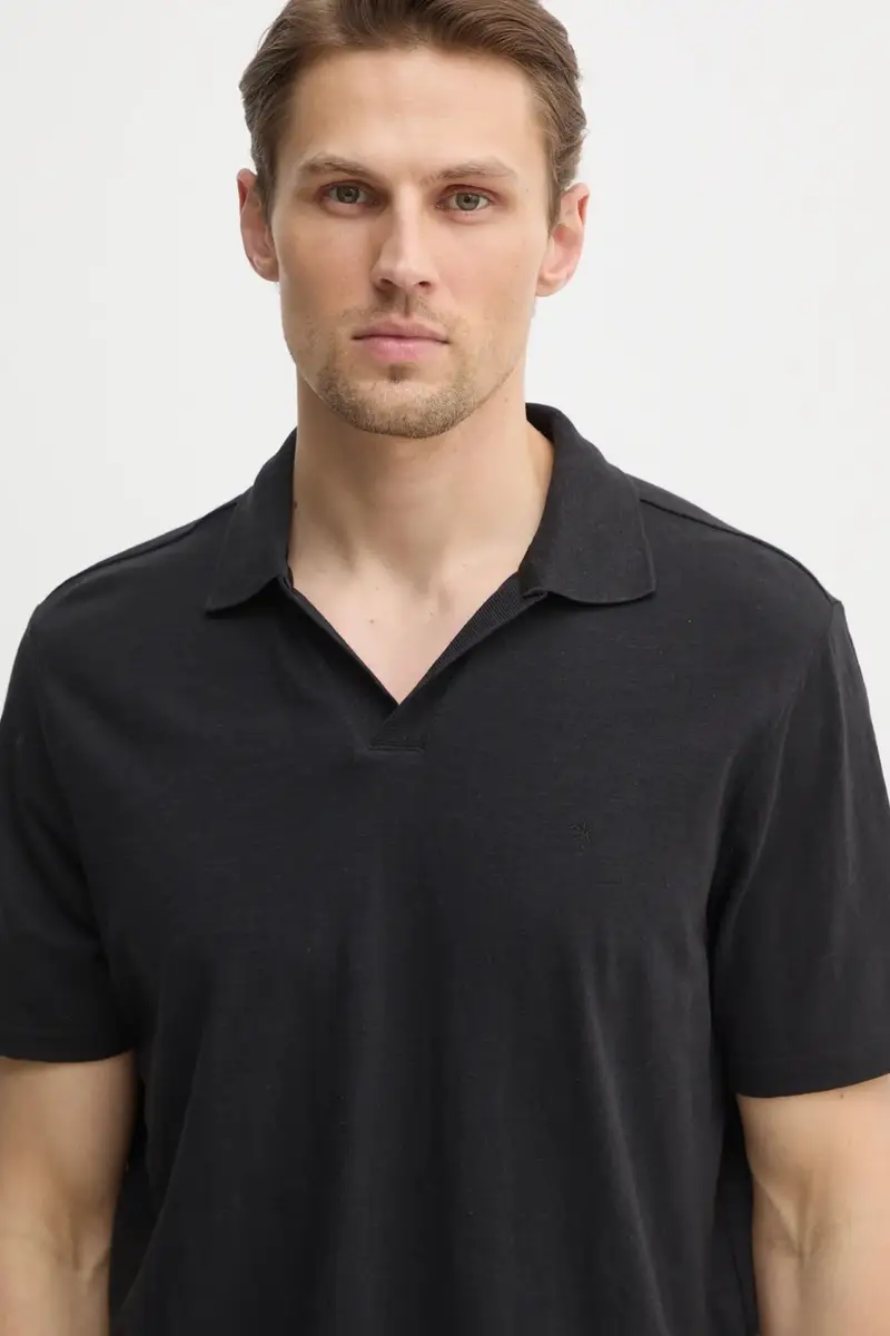 polo con aggiunta di lino colore nero K10K114136 miniatura 4